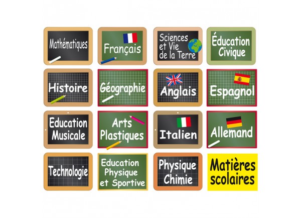 stickers 16 étiquettes matières scolaires