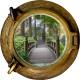 Stickers trompe l'oeil hublot Pont en foret