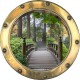 Stickers trompe l'oeil hublot Pont en foret