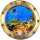 Stickers trompe l'oeil hublot Les fonds sous marin