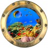 Stickers trompe l'oeil hublot Les fonds sous marin