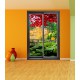 Stickers trompe l'oeil baie vitrée Paysage jardin exotique