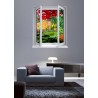 Stickers trompe l'oeil fenêtre Le jardin exotique