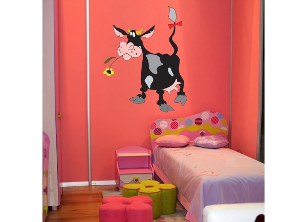 Stickers vache et noeud rouge