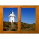 Stickers trompe l'oeil fenêtre phare de bord de mer
