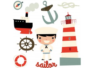 Stickers planche déco marine enfant