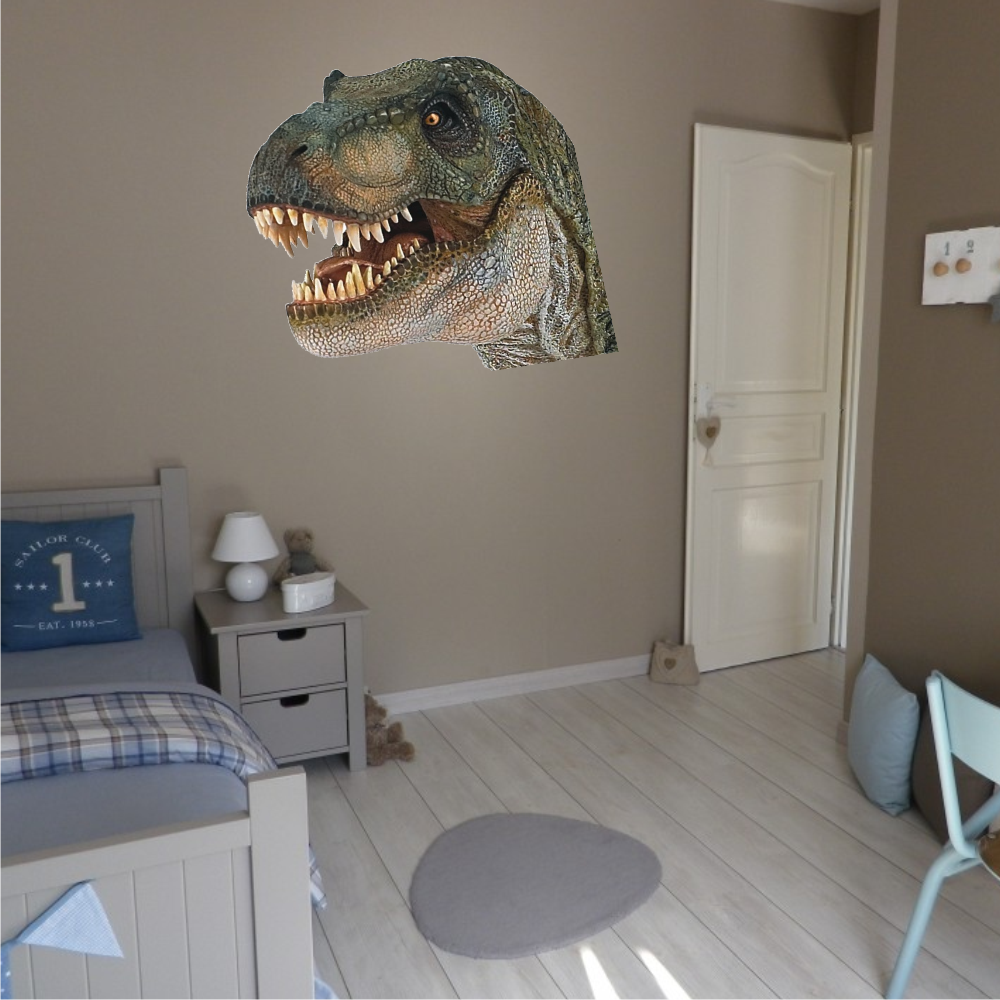 Autocollant Mural T-Rex Rigolo - Panneau Déco Dinosaure Pour Chambre - Idée Cadeau