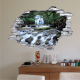 Sticker trompe l'oeil 3D mur déchiré cascade dans la jungle
