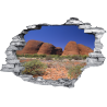 Sticker trompe l'oeil 3D mur déchiré rochers du desert aride