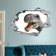 Sticker trompe l'oeil 3D mur déchiré t-rex