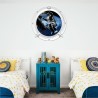 Stickers trompe l'oeil hublot blanc Spationaute