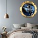 Stickers trompe l'oeil hublot or Spationaute