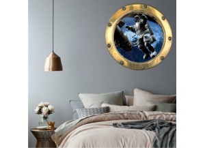 Stickers trompe l'oeil hublot La lune