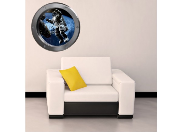 Stickers trompe l'oeil hublot La lune