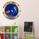 Stickers trompe l'oeil hublot or Dorie et Némo