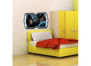 Stickers trompe l'oeil hublot 3D Star Wars