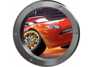 Stickers trompe l'oeil hublot argent Cars Flash Mac Queen