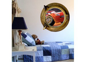 Stickers trompe l'oeil hublot bronze Cars Flash Mac Queen