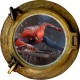 Stickers trompe l'oeil hublot bronze Spiderman