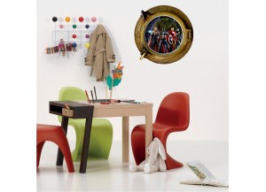 Stickers trompe l'oeil hublot bonze Avengers