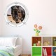 Stickers trompe l'oeil hublot blanc dinosaure Tyrex