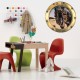 Stickers trompe l'oeil hublot doré dinosaure Tyrex