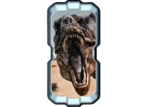 Stickers trompe l'oeil hublot 3D dinosaure Tyrex