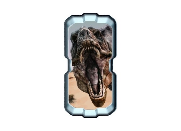 Stickers trompe l'oeil hublot 3D dinosaure Tyrex