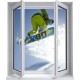 Sticker trompe l'oeil fenêtre 2 vantaux Snowboard