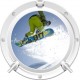 Stickers trompe l'oeil hublot blanc Snowboard