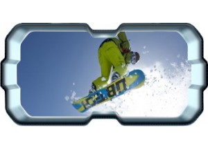 Stickers trompe l'oeil hublot 3D Snowboard