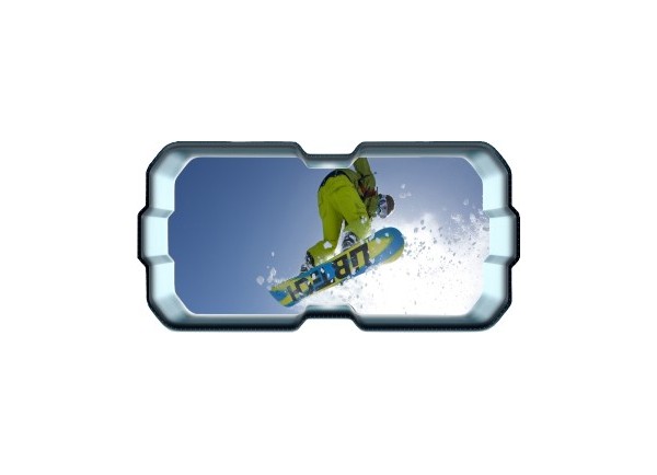 Stickers trompe l'oeil hublot 3D Snowboard