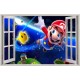 Stickers trompe l'oeil fenêtre ouverte Mario galaxy