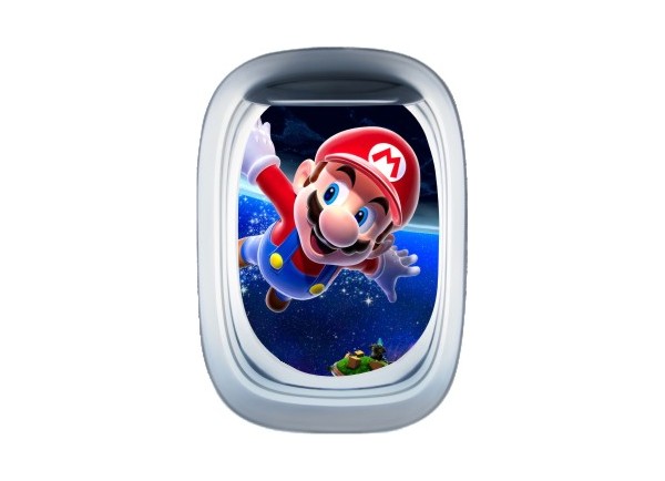 Stickers trompe l'oeil hublot avion Mario galaxy