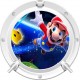 Stickers trompe l'oeil hublot blanc Mario galaxy