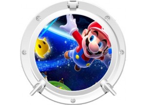 Stickers trompe l'oeil hublot blanc Mario galaxy