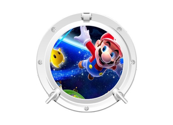 Stickers trompe l'oeil hublot blanc Mario galaxy