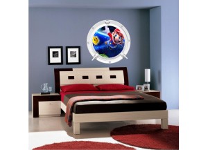 Stickers trompe l'oeil hublot blanc Mario galaxy