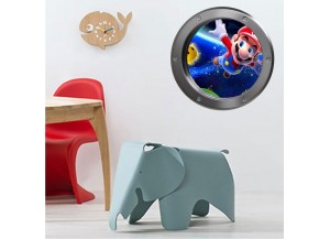 Stickers trompe l'oeil hublot argent Mario galaxy