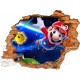 Sticker trompe l'oeil 3D mur déchiré Mario galaxy