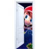 Stickers trompe l'oeil porte blanche ouverte Mario galaxy
