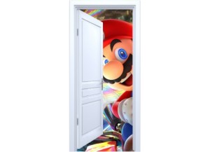 Stickers trompe l'oeil porte blanche ouverte Mario Kart