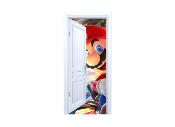 Stickers trompe l'oeil porte blanche ouverte Mario Kart