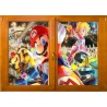 Sticker trompe l'oeil fenêtre bois Mario Kart