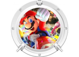 Stickers trompe l'oeil hublot blanc Mario Kart