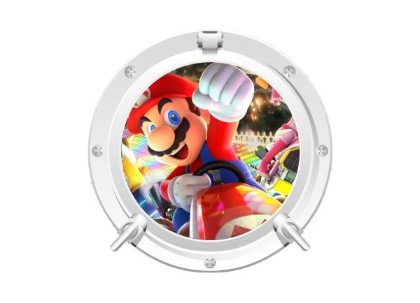 Stickers trompe l'oeil hublot blanc Mario Kart