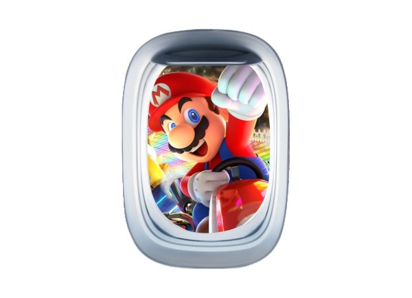 Stickers trompe l'oeil hublot avion Mario Kart