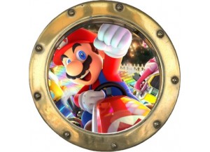 Stickers trompe l'oeil hublot doré Mario Kart