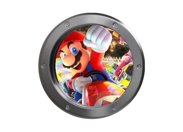 Stickers trompe l'oeil hublot argent Mario Kart