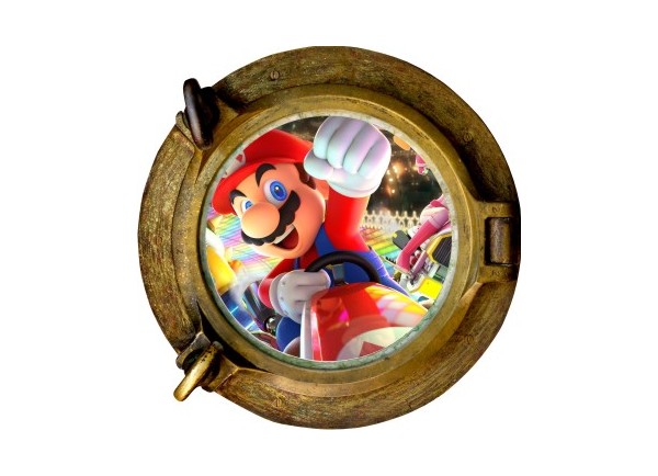 Stickers trompe l'oeil hublot bronze Mario Kart